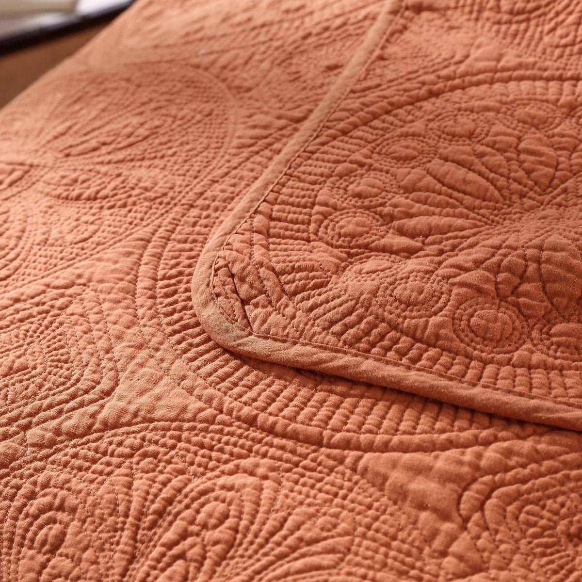 Tuscany Sunrise Orange Medallion Stonewashed Cotton Quilt Set – view 6