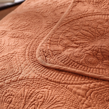 Tuscany Sunrise Orange Medallion Stonewashed Cotton Quilt Set – view 6