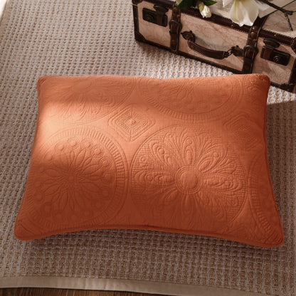 Tuscany Sunrise Orange Medallion Stonewashed Cotton Quilt Set – view 7