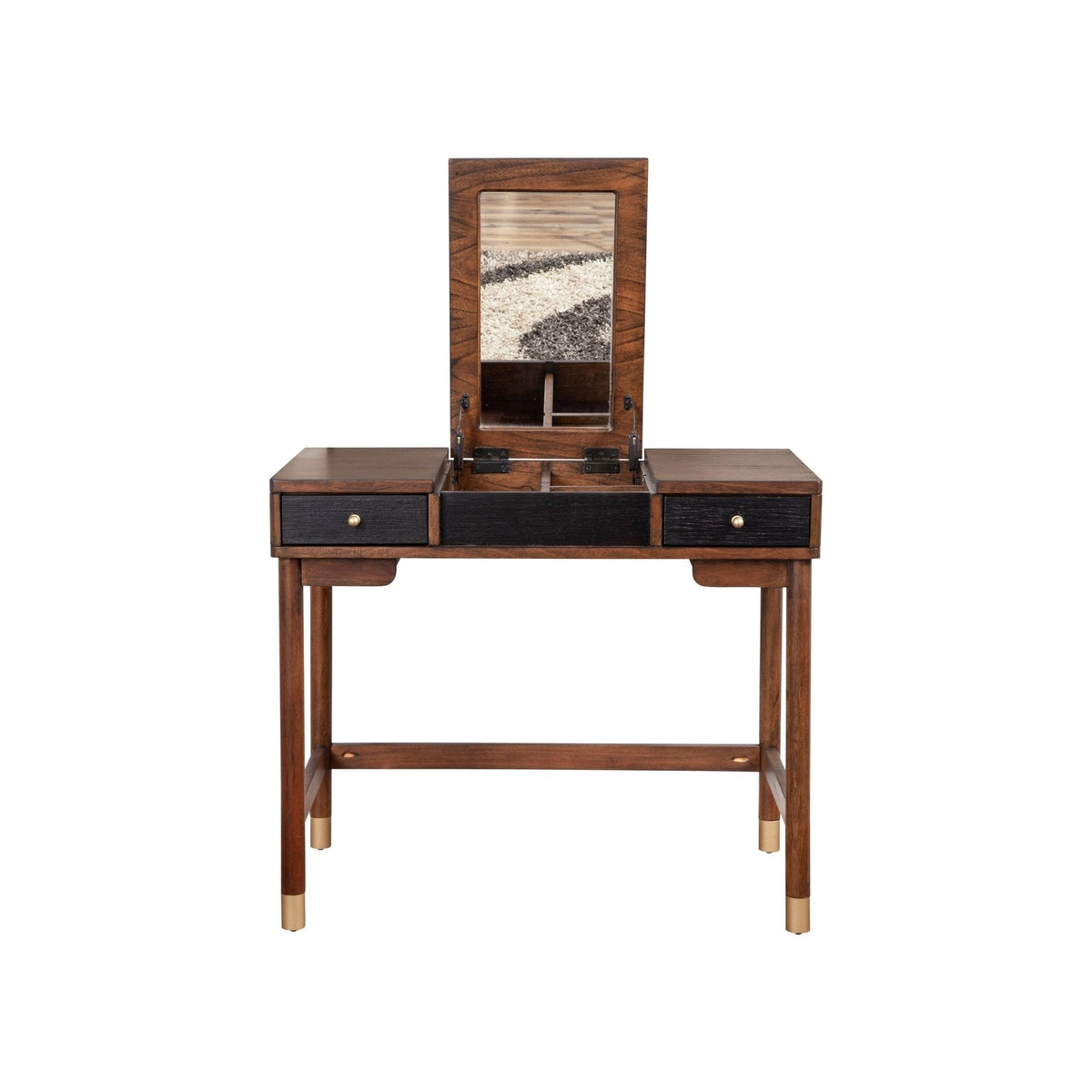 Belham Mahogany Bedroom Vanity with Flip-Up Mirror and Felt-Lined Storage – view 5