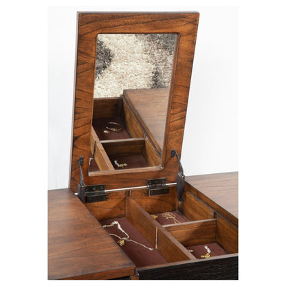 Belham Mahogany Bedroom Vanity with Flip-Up Mirror and Felt-Lined Storage – view 6