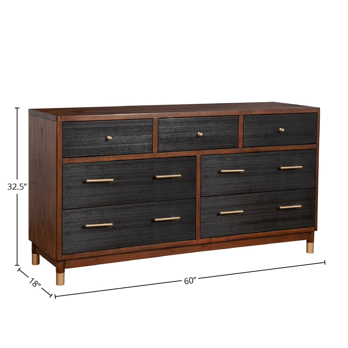 Belham 7-Drawer Dresser with Rattan Fronts and Gold Hardware – view 9
