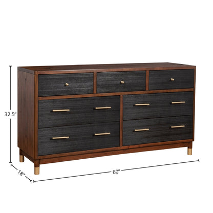 Belham 7-Drawer Dresser with Rattan Fronts and Gold Hardware – view 9