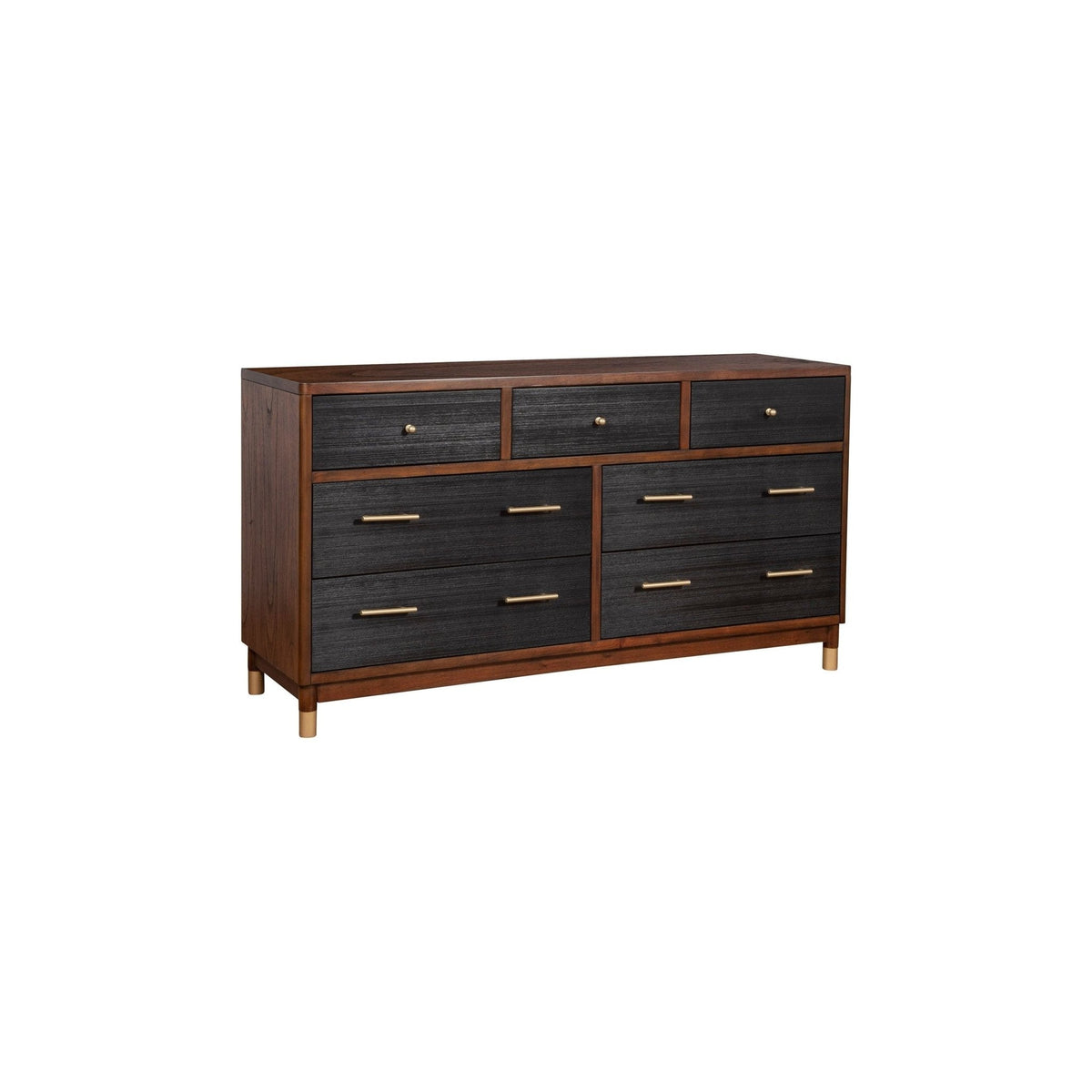 Belham 7-Drawer Dresser with Rattan Fronts and Gold Hardware – view 3