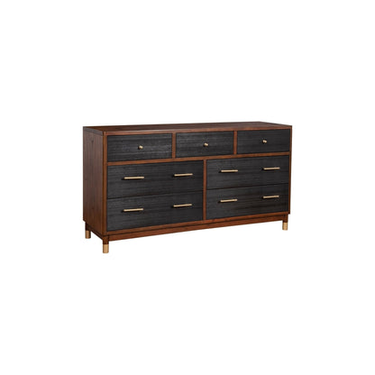 Belham 7-Drawer Dresser with Rattan Fronts and Gold Hardware – view 3