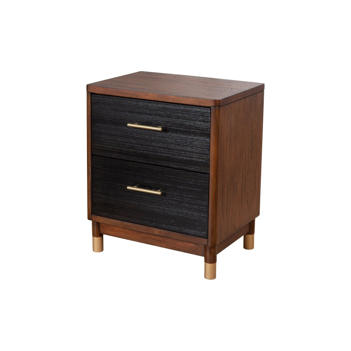 Belham Transitional Mahogany Nightstand with Rattan Drawers – view 3