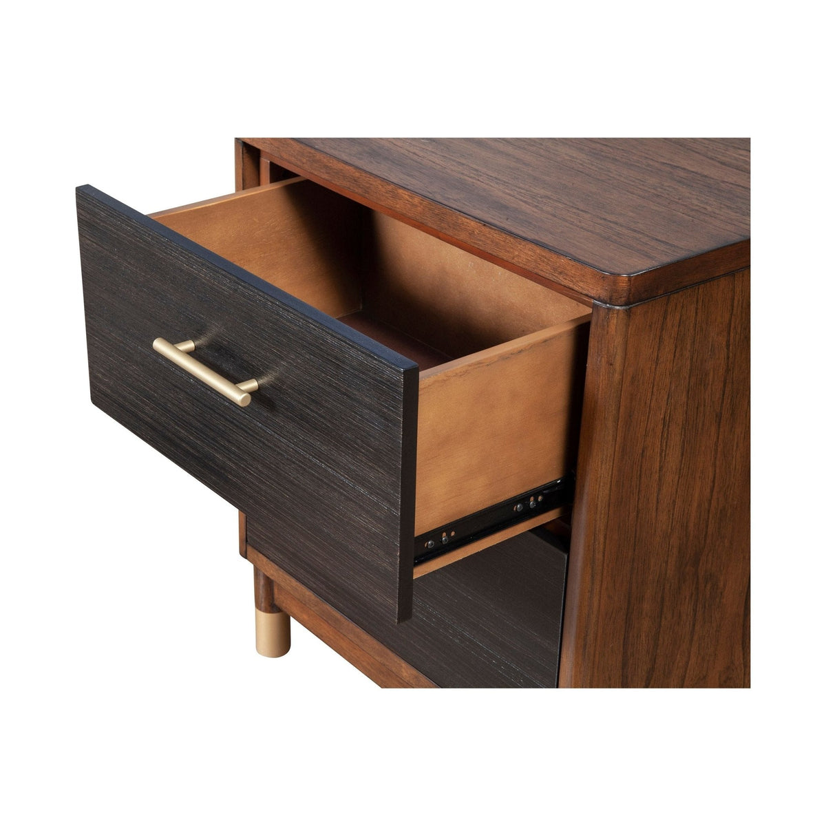 Belham Transitional Mahogany Nightstand with Rattan Drawers – view 5