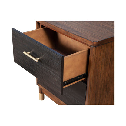 Belham Transitional Mahogany Nightstand with Rattan Drawers – view 5
