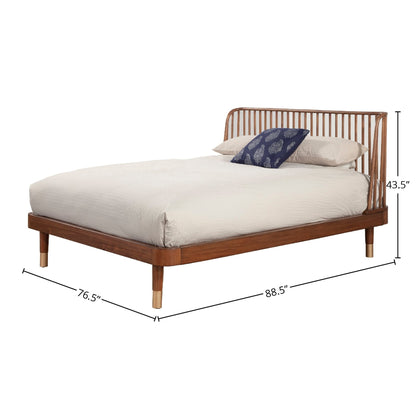 Belham Mahogany and Rattan Platform Bed in Dark Walnut – view 10