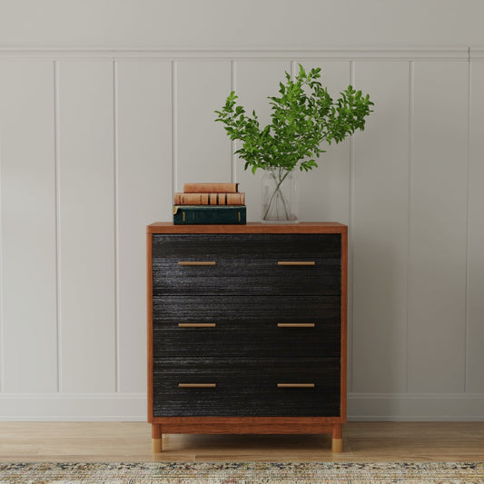 Mahogany Wood and Rattan Belham Small Chest