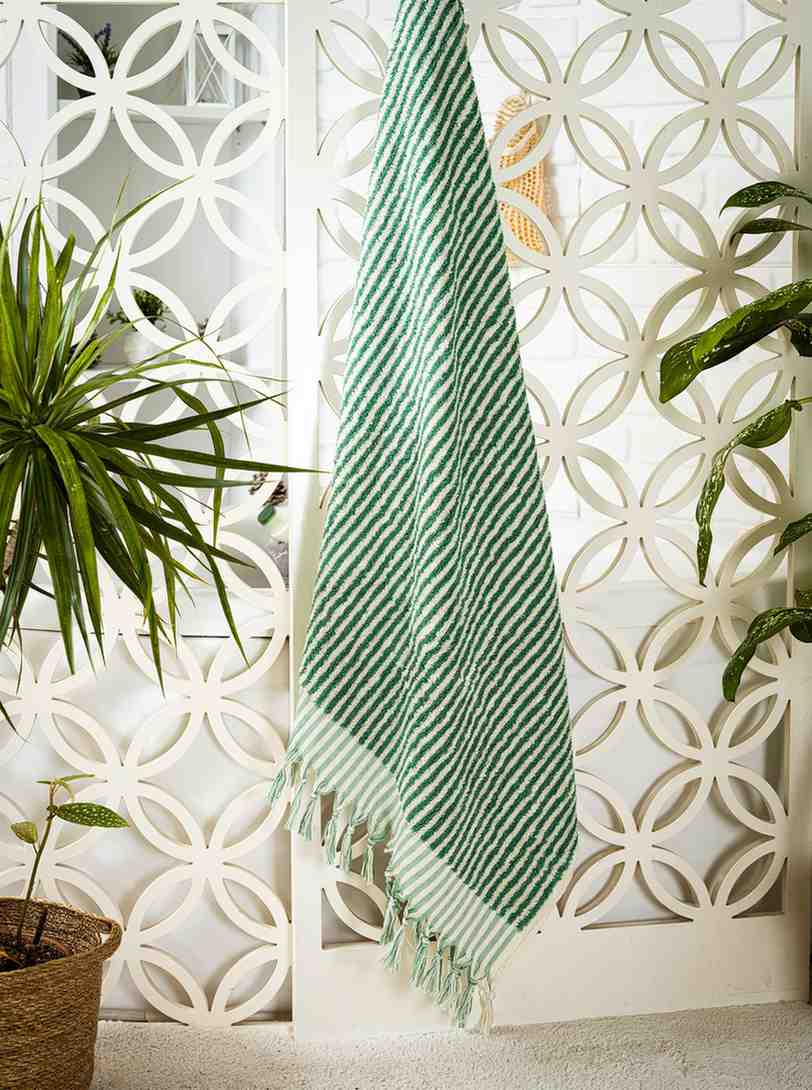 Organic Cotton Striped Bath Towel, Jacquard Woven 36 x 72 Inch – view 6