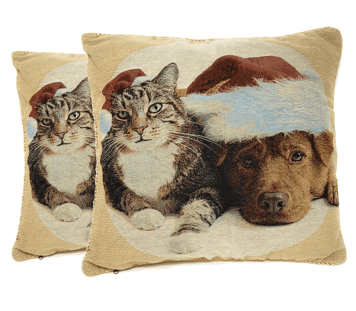 Christmas Dog and Cat Woven Tapestry Throw Pillow Cover, 18 x 18 – view 17