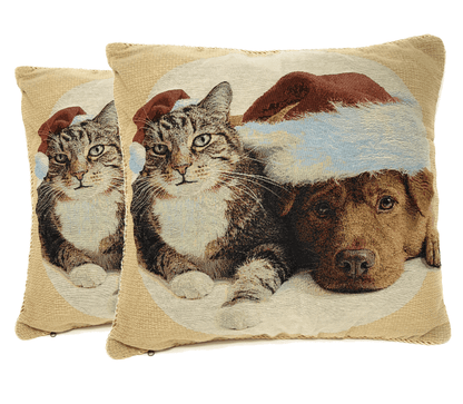 Christmas Dog and Cat Woven Tapestry Throw Pillow Cover, 18 x 18 – view 17
