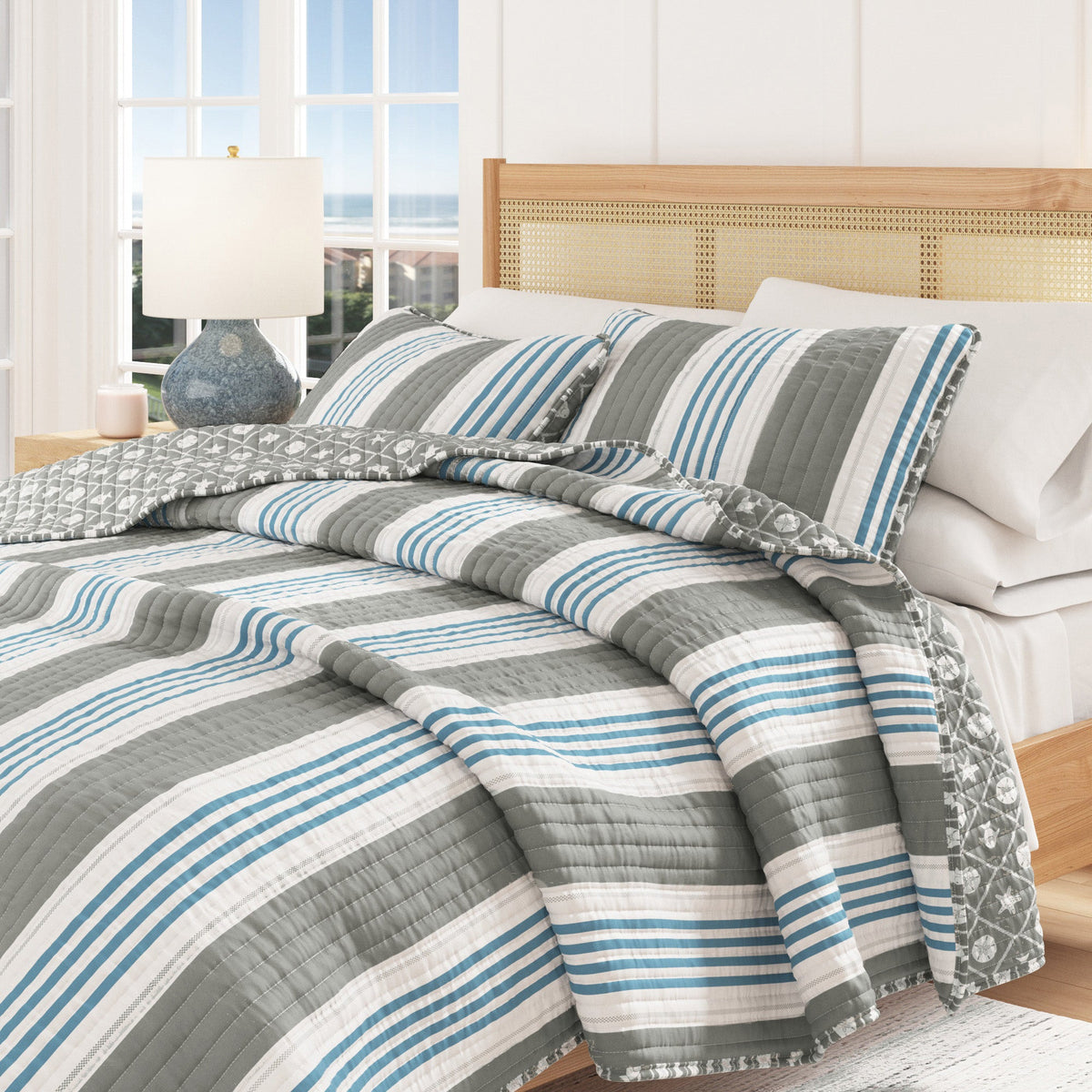 St. Croix Coastal Stripe Microfiber Quilt Set – view 6