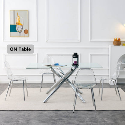 Modern Clear Transparent Dining Chairs with Silver Legs, Set of 6 – view 14