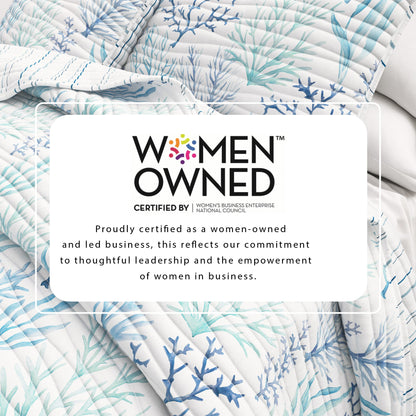 Amelia Island Blue Watercolor Coral Microfiber Quilt Set – view 5
