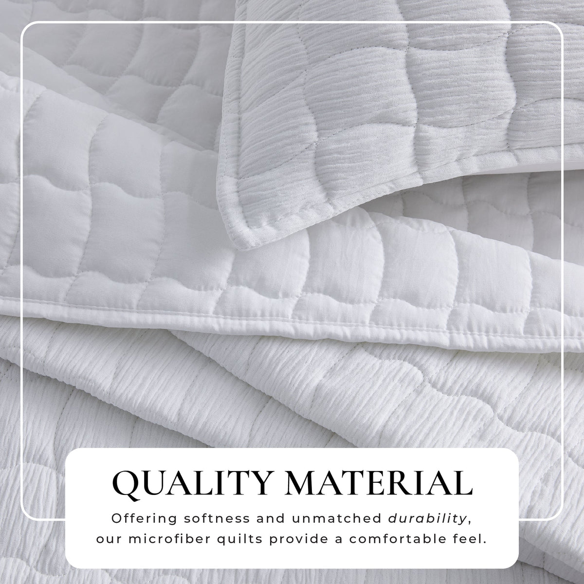 Gauze-Like Wave Stitch Quilt Set with Shams in White or Bone – view 2