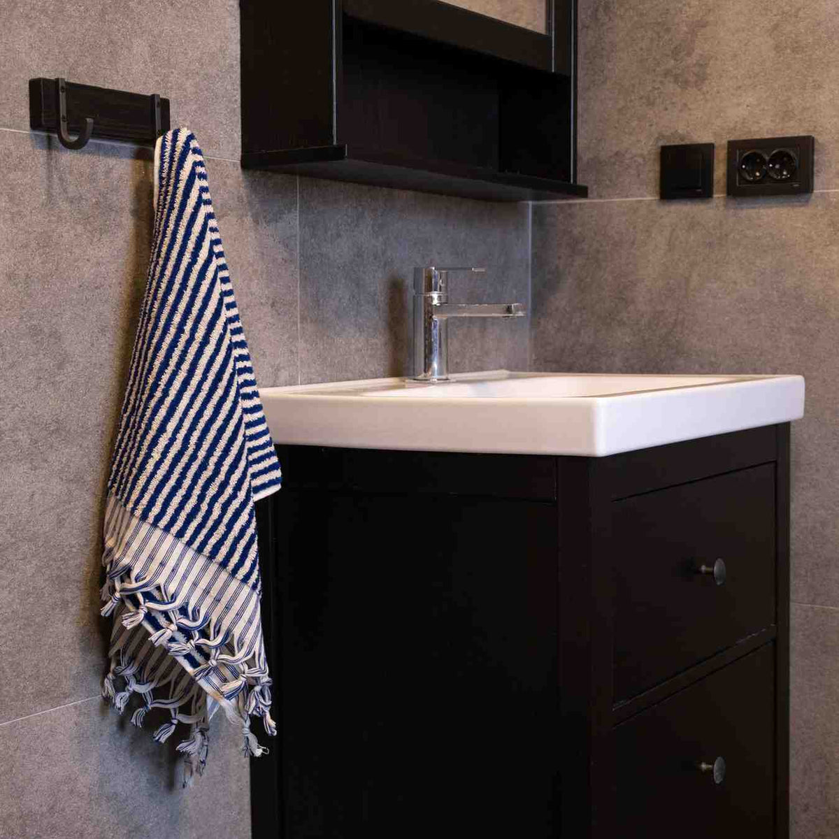 Striped Organic Turkish Cotton Hand Towel, Long 17 x 35 Inch – view 13