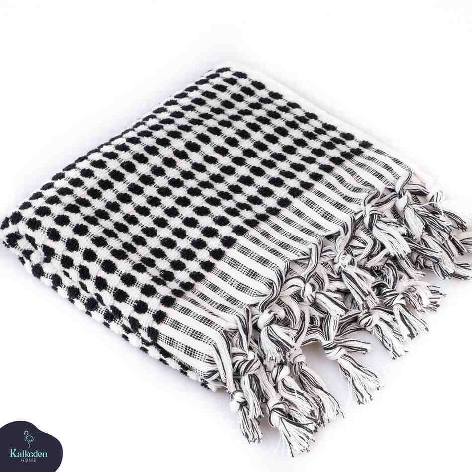 Pom Pom Organic Turkish Cotton Hand Towel, Handwoven 17 x 35 Inch – view 3