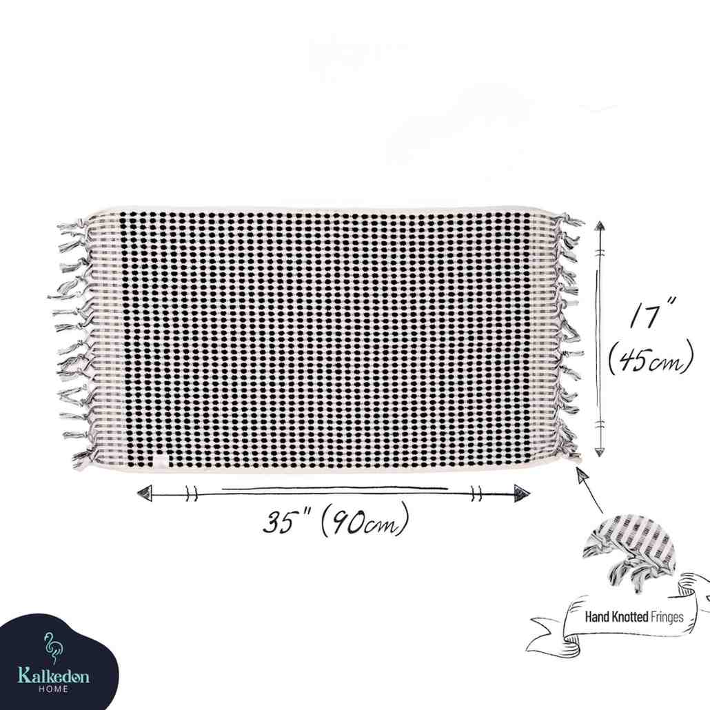 Pom Pom Organic Turkish Cotton Hand Towel, Handwoven 17 x 35 Inch – view 10