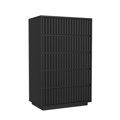 Blanca 5-Drawer Mahogany Chest with Scalloped Drawers, Black – view 5