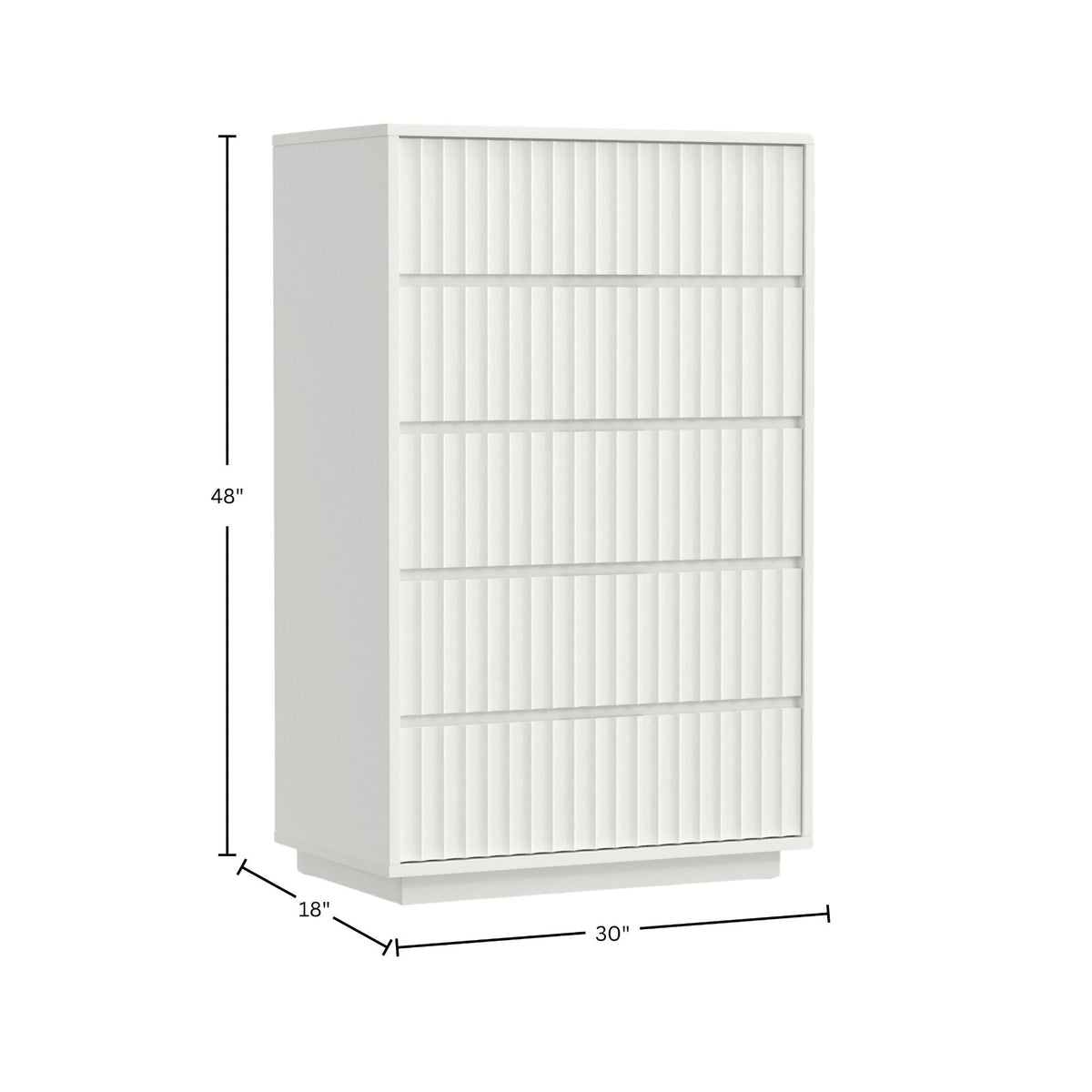 Blanca White Mahogany 5-Drawer Chest with Scalloped Drawer Fronts – view 9