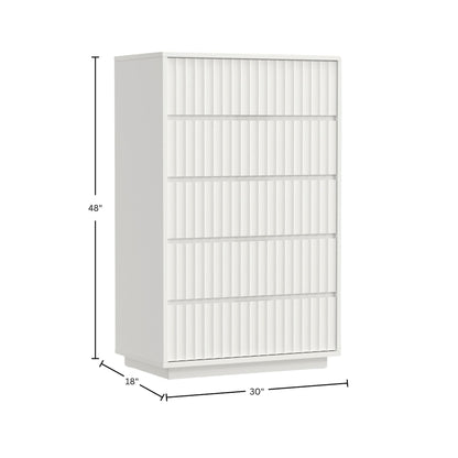 Blanca White Mahogany 5-Drawer Chest with Scalloped Drawer Fronts – view 9