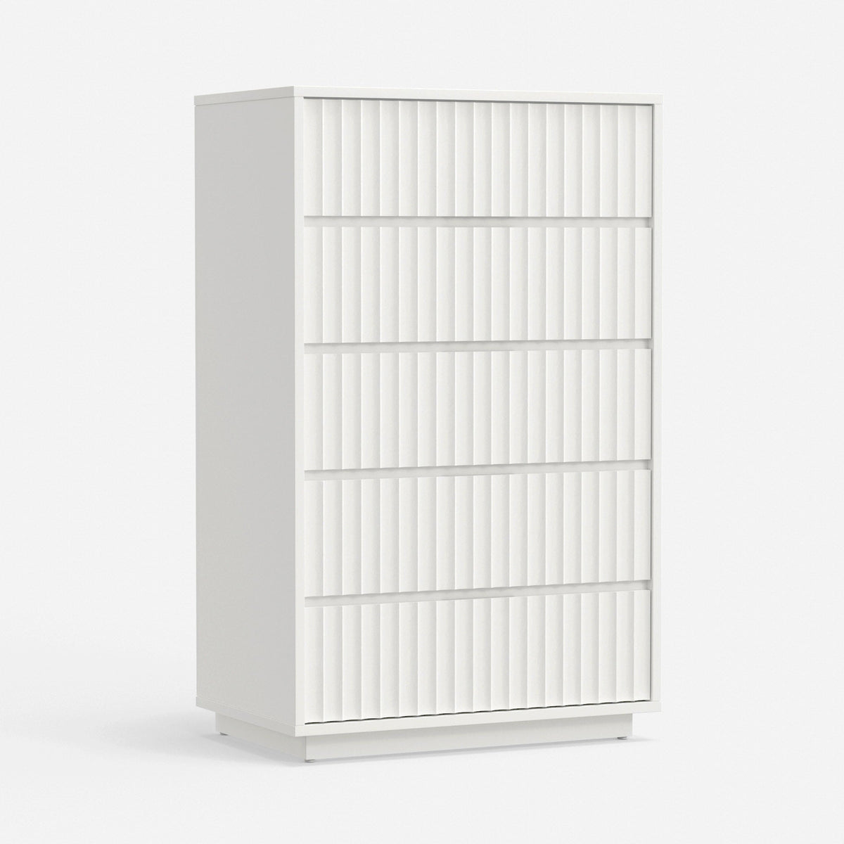 Blanca White Mahogany 5-Drawer Chest with Scalloped Drawer Fronts – view 2