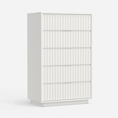 Blanca White Mahogany 5-Drawer Chest with Scalloped Drawer Fronts – view 2