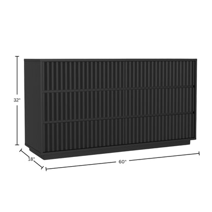 Blanca 6-Drawer Mahogany Dresser with Scalloped Drawers, Black – view 8