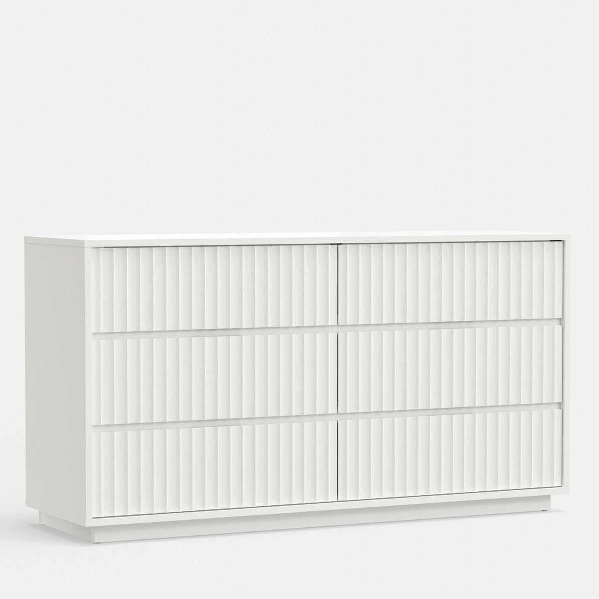 Blanca 6-Drawer Mahogany Dresser with Scalloped Drawers, White – view 3