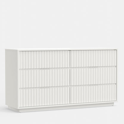 Blanca 6-Drawer Mahogany Dresser with Scalloped Drawers, White – view 3
