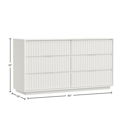 Blanca 6-Drawer Mahogany Dresser with Scalloped Drawers, White – view 9