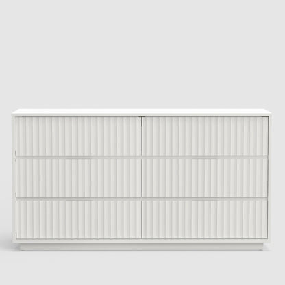 Blanca 6-Drawer Mahogany Dresser with Scalloped Drawers, White – view 5