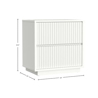 Blanca 2-Drawer Mahogany Nightstand in White with Scalloped Fronts – view 9