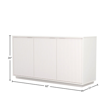 Blanca White Wood Sideboard with Three Scalloped Cabinets – view 8