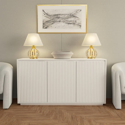 Blanca White Wood Sideboard with Three Scalloped Cabinets – view 2