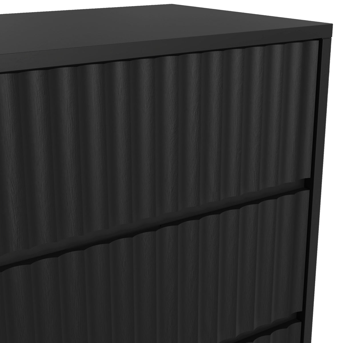 Blanca 3-Drawer Mahogany Small Chest with Scalloped Drawers, Black – view 5