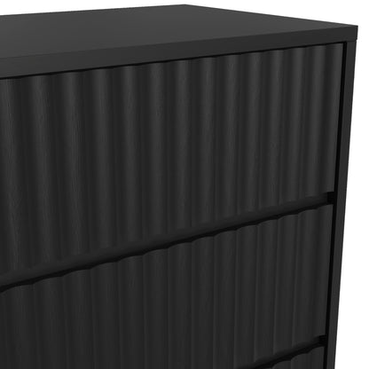 Blanca 3-Drawer Mahogany Small Chest with Scalloped Drawers, Black – view 5
