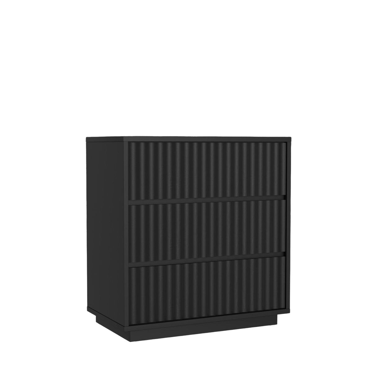 Blanca 3-Drawer Mahogany Small Chest with Scalloped Drawers, Black – view 2