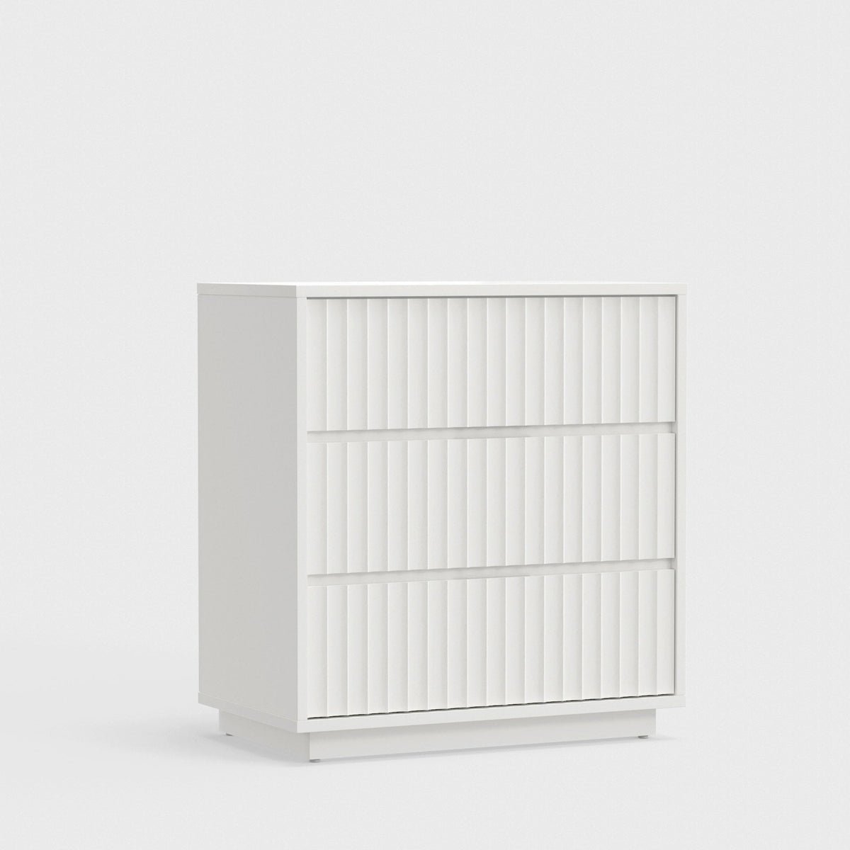 Blanca 3-Drawer Mahogany Small Chest with Scalloped Drawers, White – view 2