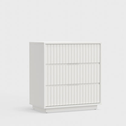 Blanca 3-Drawer Mahogany Small Chest with Scalloped Drawers, White – view 2