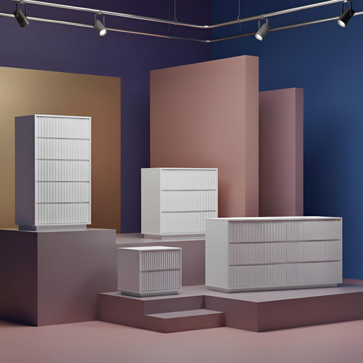Blanca 3-Drawer Mahogany Small Chest with Scalloped Drawers, White – view 8