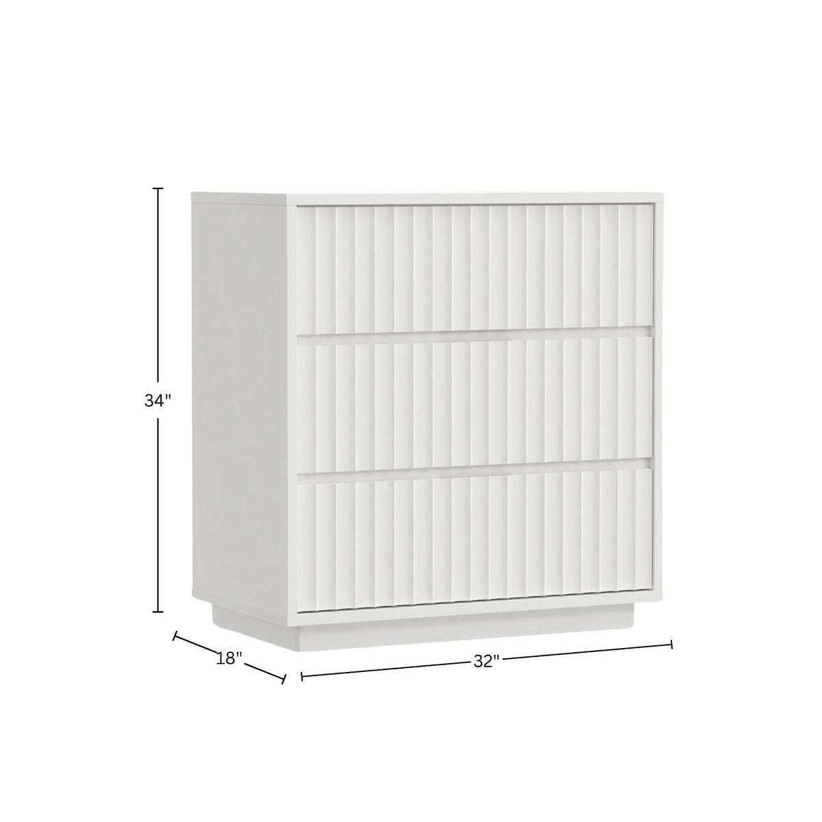 Blanca 3-Drawer Mahogany Small Chest with Scalloped Drawers, White – view 9