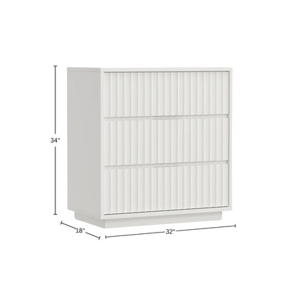 Blanca 3-Drawer Mahogany Small Chest with Scalloped Drawers, White – view 9