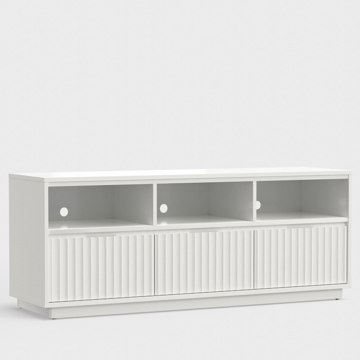 Blanca Mahogany TV Console with Scalloped Drawers, White – view 2