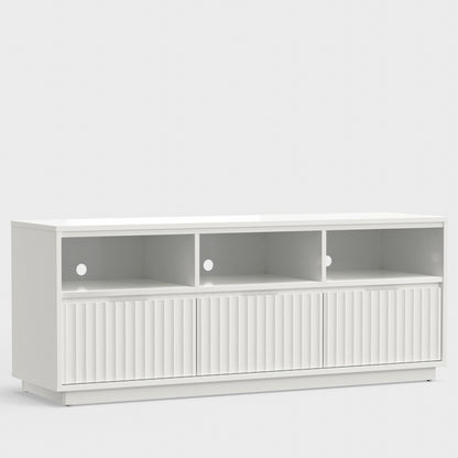 Blanca Mahogany TV Console with Scalloped Drawers, White – view 2