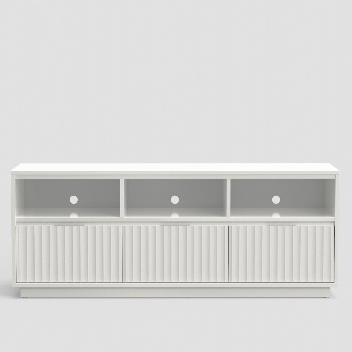Blanca Mahogany TV Console with Scalloped Drawers, White – view 5