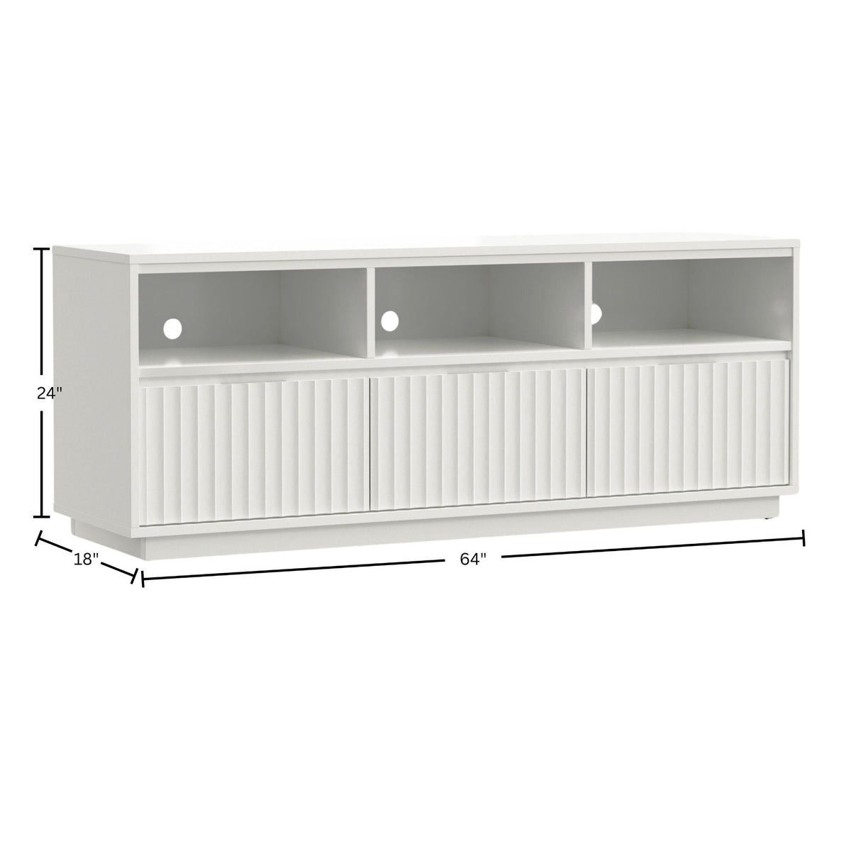 Blanca Mahogany TV Console with Scalloped Drawers, White – view 8