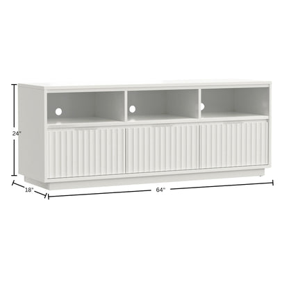 Blanca Mahogany TV Console with Scalloped Drawers, White – view 8